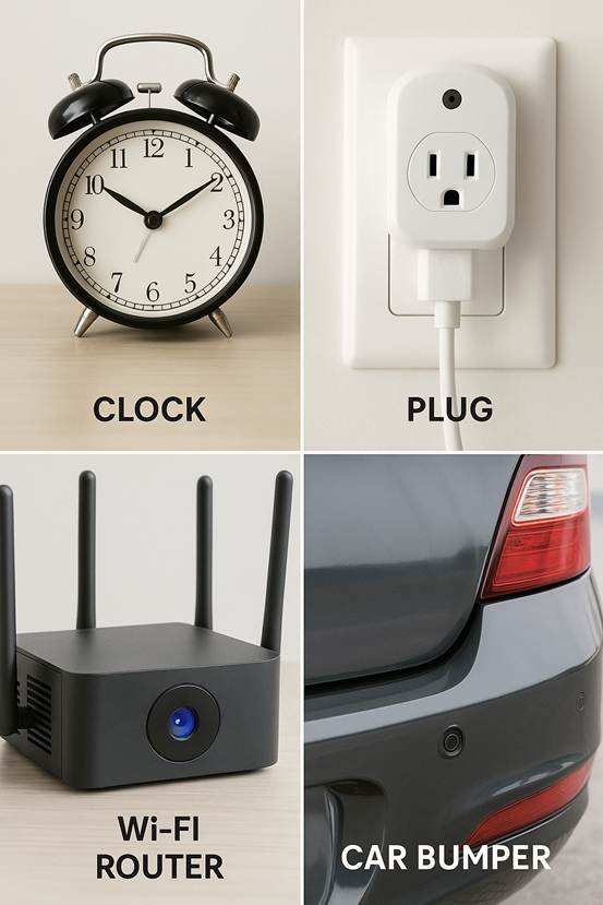 Examples of hidden devices: clocks, plugs, routers, car bumpers
